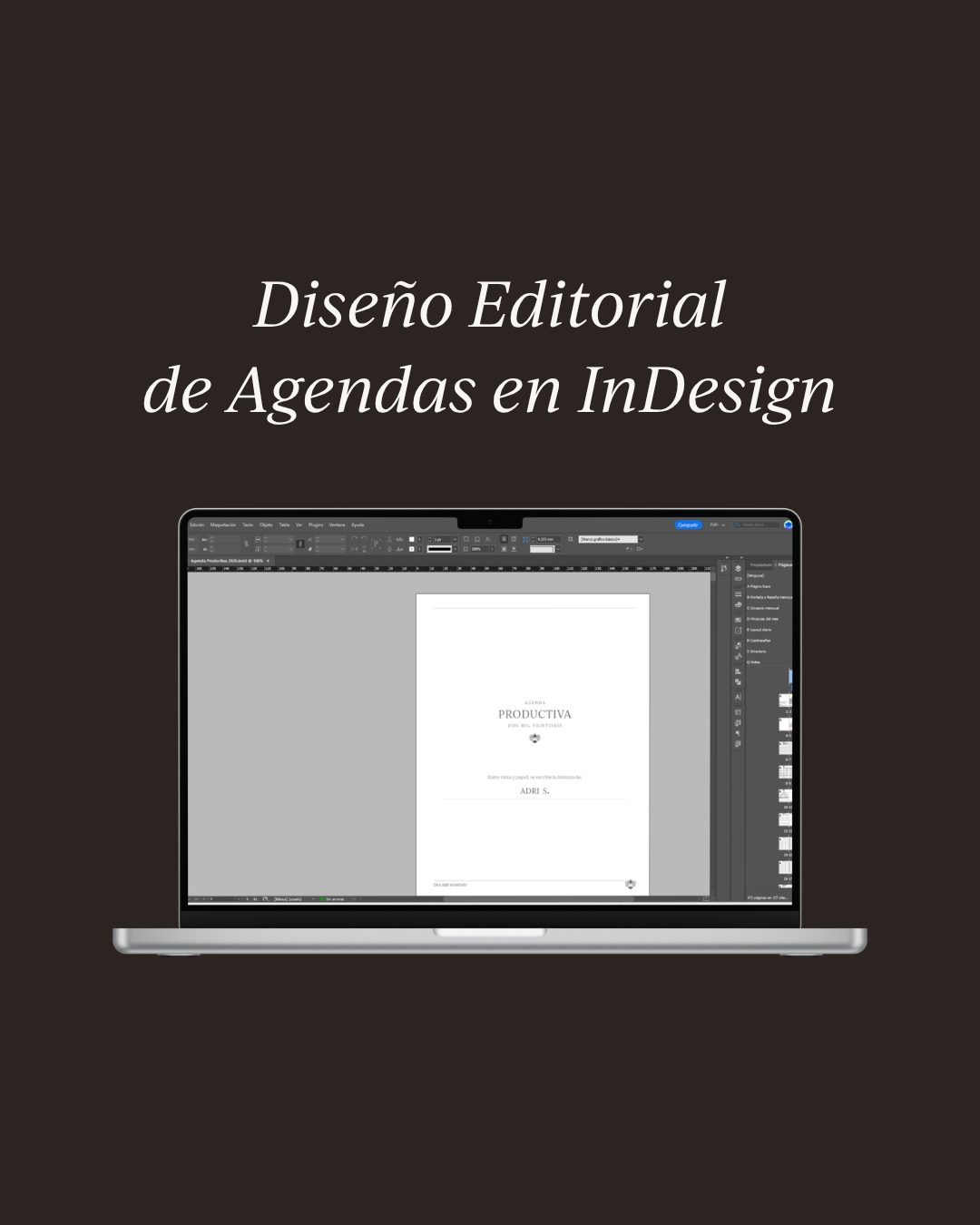 Curso Diseño Editorial de Agendas en InDesign, Luciérnaga Academia